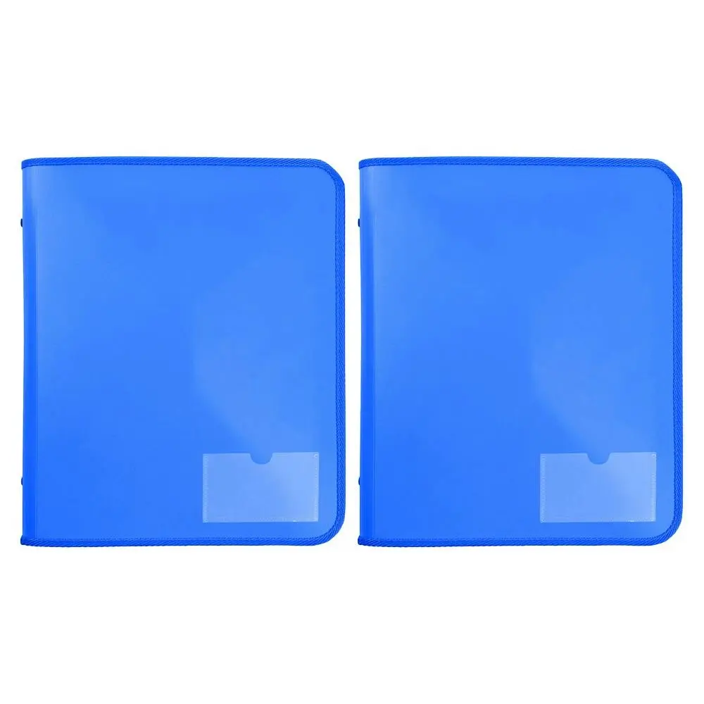 2x Marbig 2 D-Ring A4 Zipper Binder 25mm w/ Tech Case File Document Holder Blue