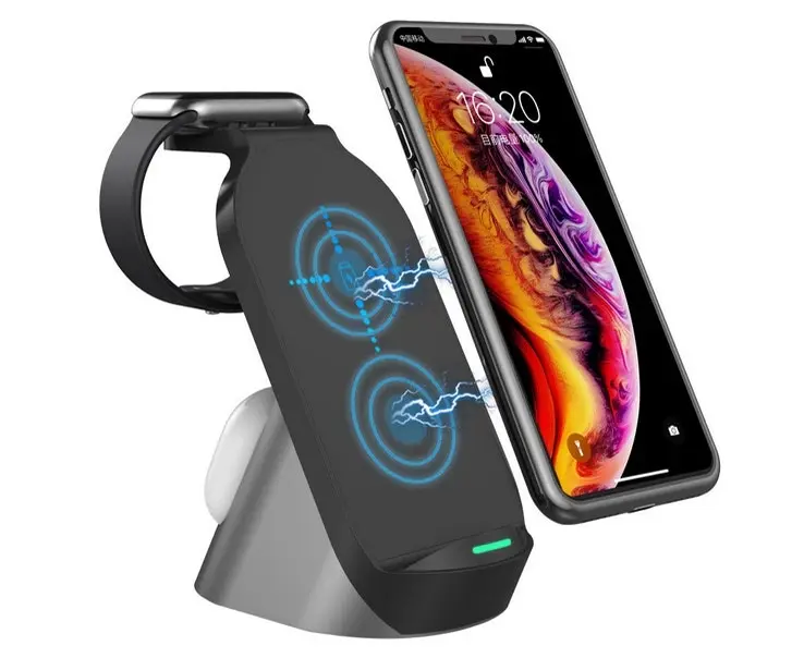 Wireless Charger Qi Fast Charging Dock Station for IPhone/Apple Watch Airpods - Electronics