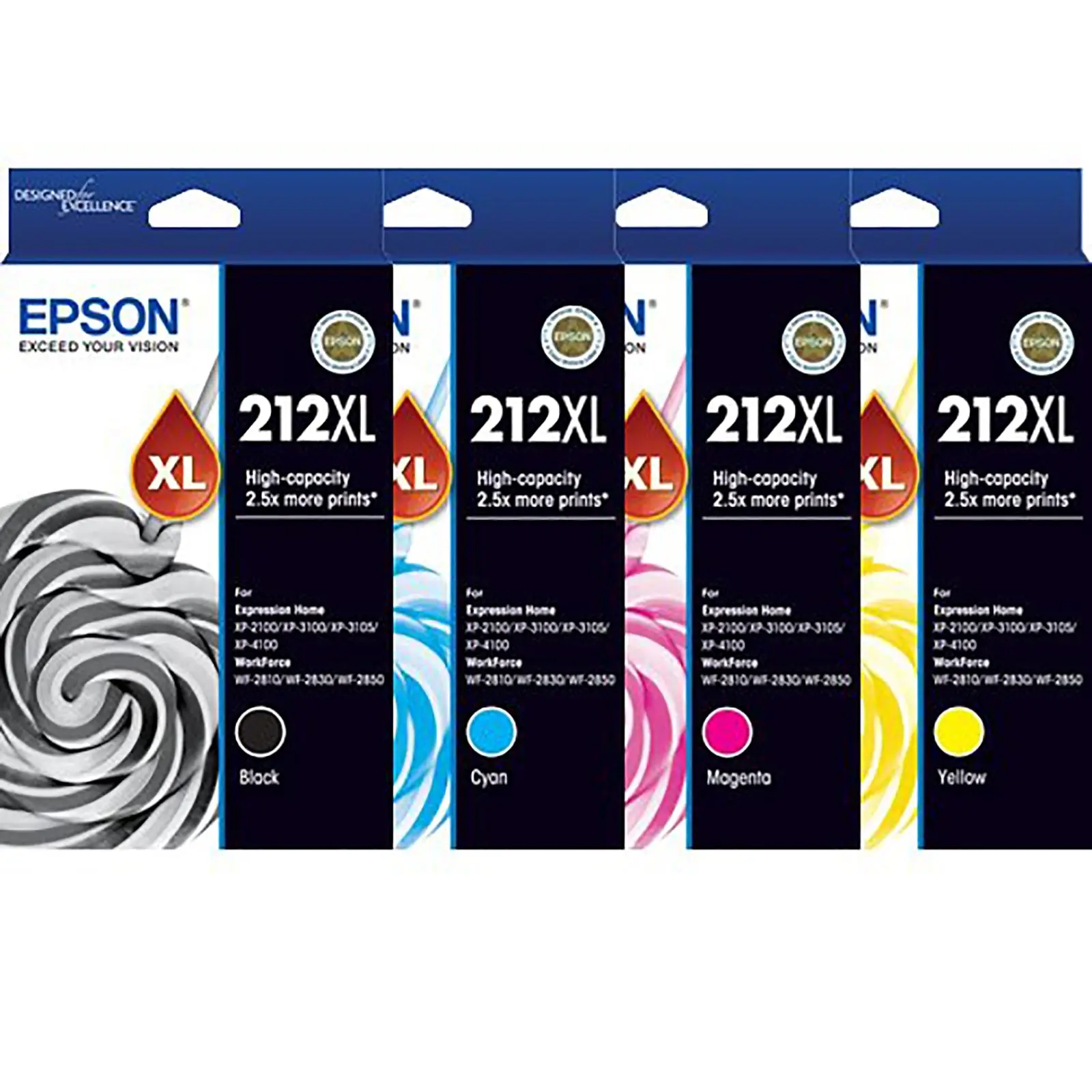 Original Epson 212XL Black Cyan Yellow Magenta Ink Cartridge Toner 4 Colours Value Pack - Electronics