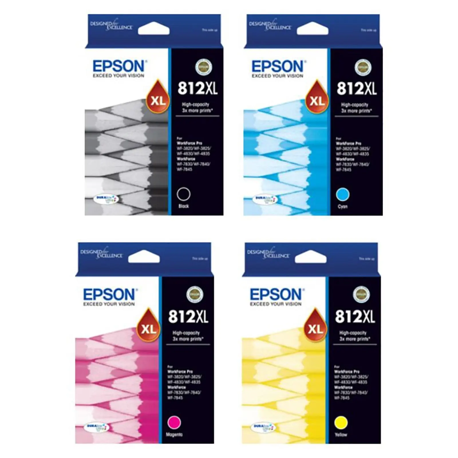Original Epson 812XL Ink Cartridge Value Pack Black Cyan Magenta Yellow - Electronics