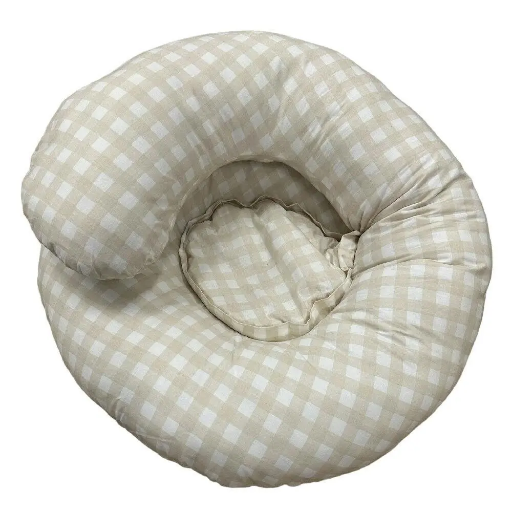 Baby Studio Soft Comfort Maternity Sleeping Body Pillow Support Gingham Beige - Home & Garden