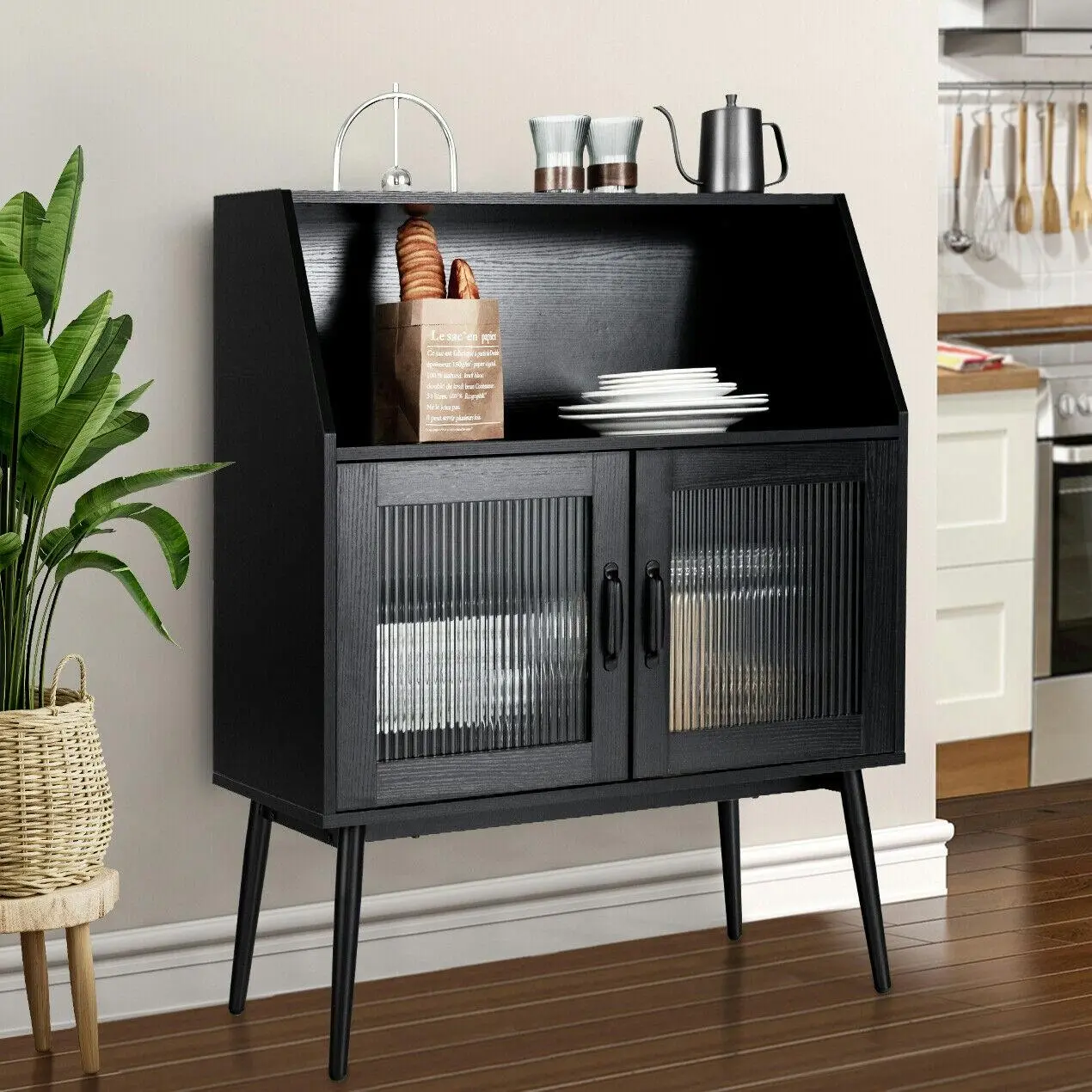 Buffet Sideboard Cabinet Storage Cupboard Kitchen Hallway Table Black - Home & Garden