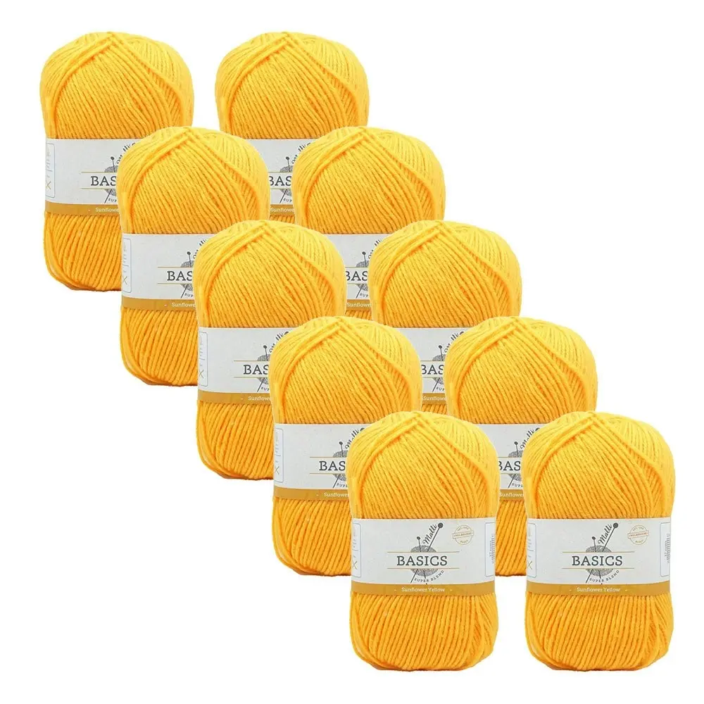 10x Malli Blend Basic 100g Acrylic/Polyester Yarn Knitting Sunflower Yellow - Hobbies