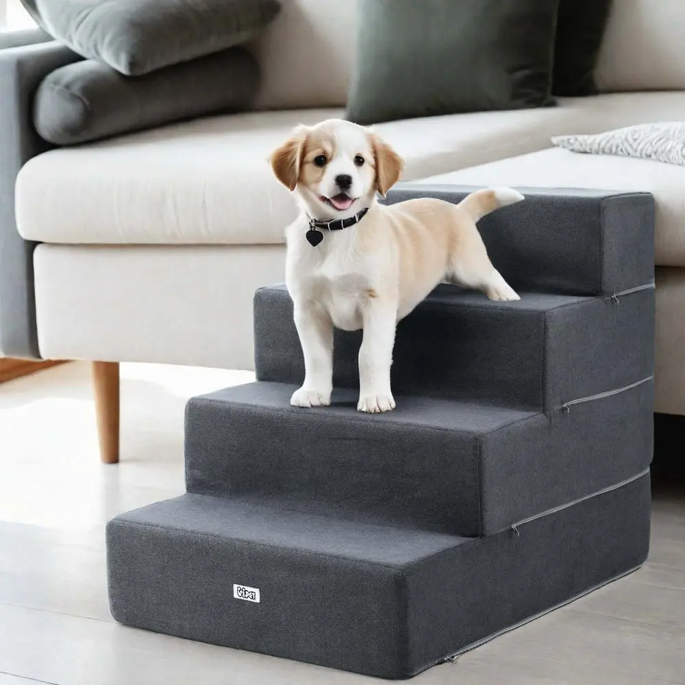 i.Pet Dog Ramp Foam Dog Cover Stairs Portable Cat Ladder For Sofa Bed 4 Steps - Pets