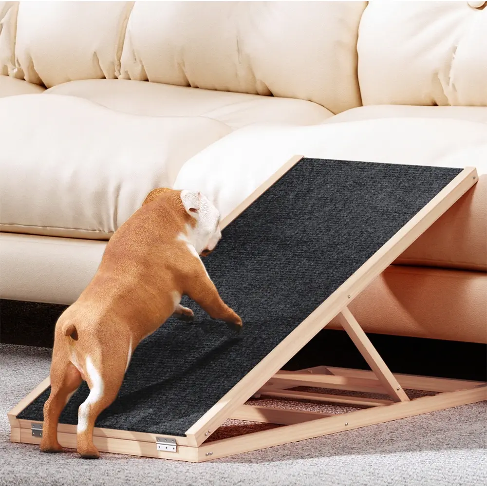 i.Pet Dog Ramp 100cm Adjustable Height Wooden Steps Stairs For Bed Sofa Car Foldable - Pets