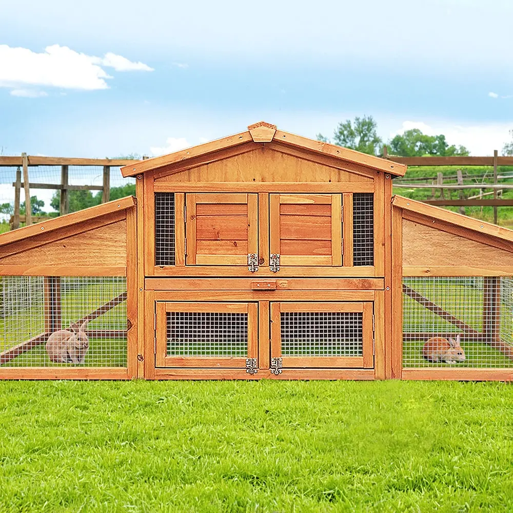 i.Pet Chicken Coop Rabbit Hutch 169cm x 52cm x 72cm Large House Outdoor Wooden Run Cage - Save up to 70% Off Pet Supplies