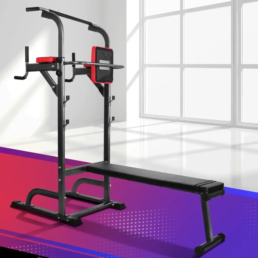Everfit Weight Bench Chin Up Bar Bench Press Home Gym 380kg Capacity - Sports & Outdoor