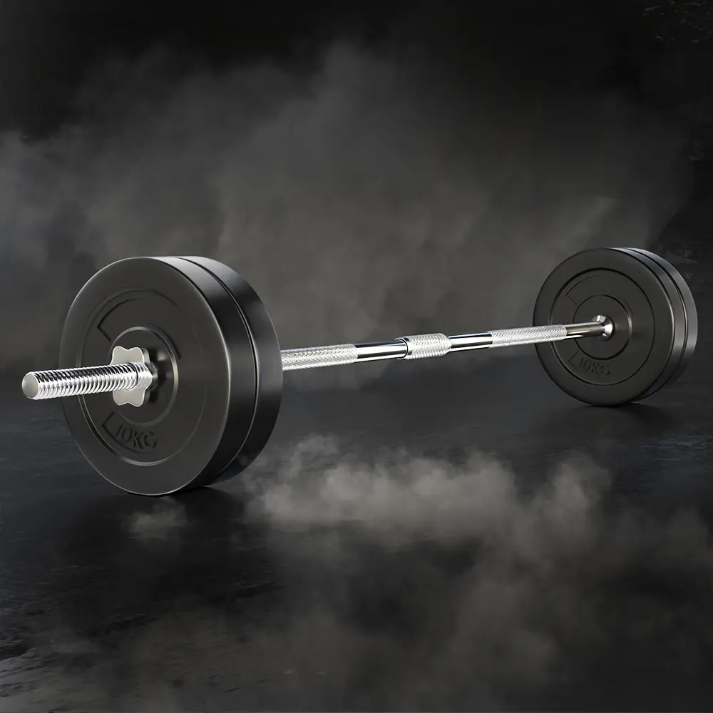 Everfit 48kg Barbell Set Weight Plates Bar Lifting Bench 168cm - Sports & Outdoor