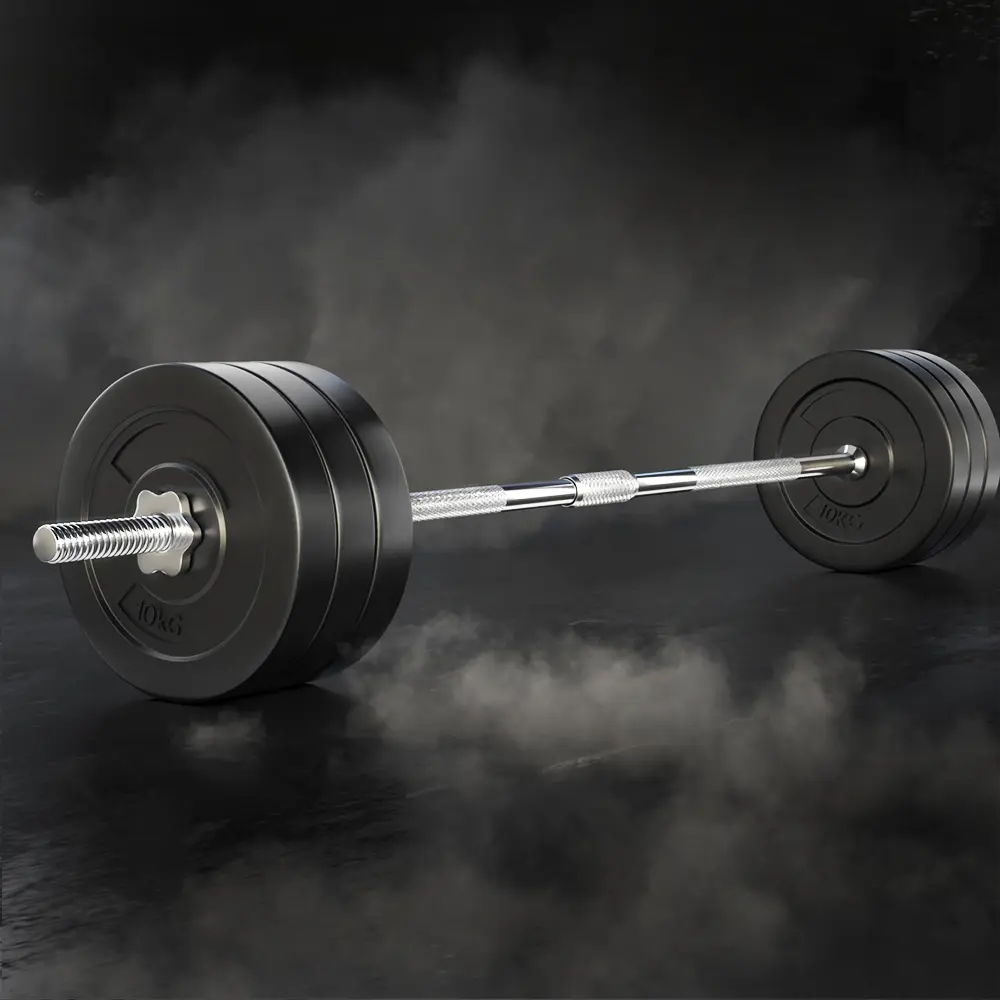 Everfit 68kg Barbell Set Weight Plates Bar Lifting Bench 168cm - Sports & Outdoor