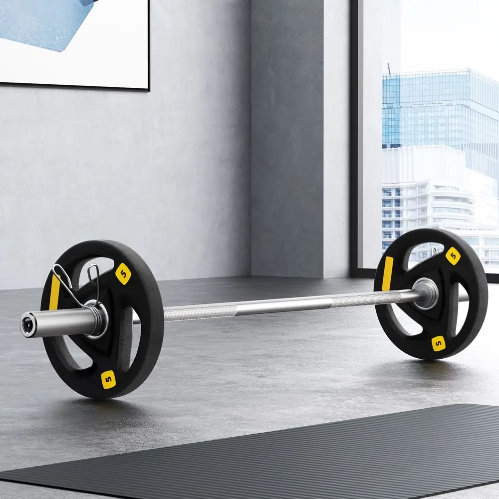 Everfit Barbells Set 16kg 120cm Dumbbells Barbells Plate Weight Lifting Home Gym - Sports & Outdoor
