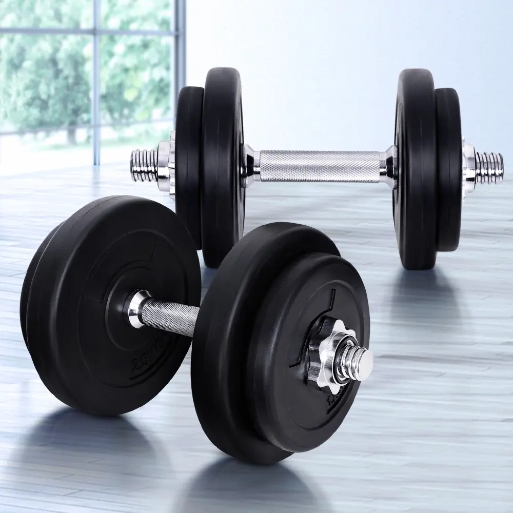 Everfit 20kg Dumbbell Set Weight Plates Dumbbells Lifting Bench - Sports & Outdoor