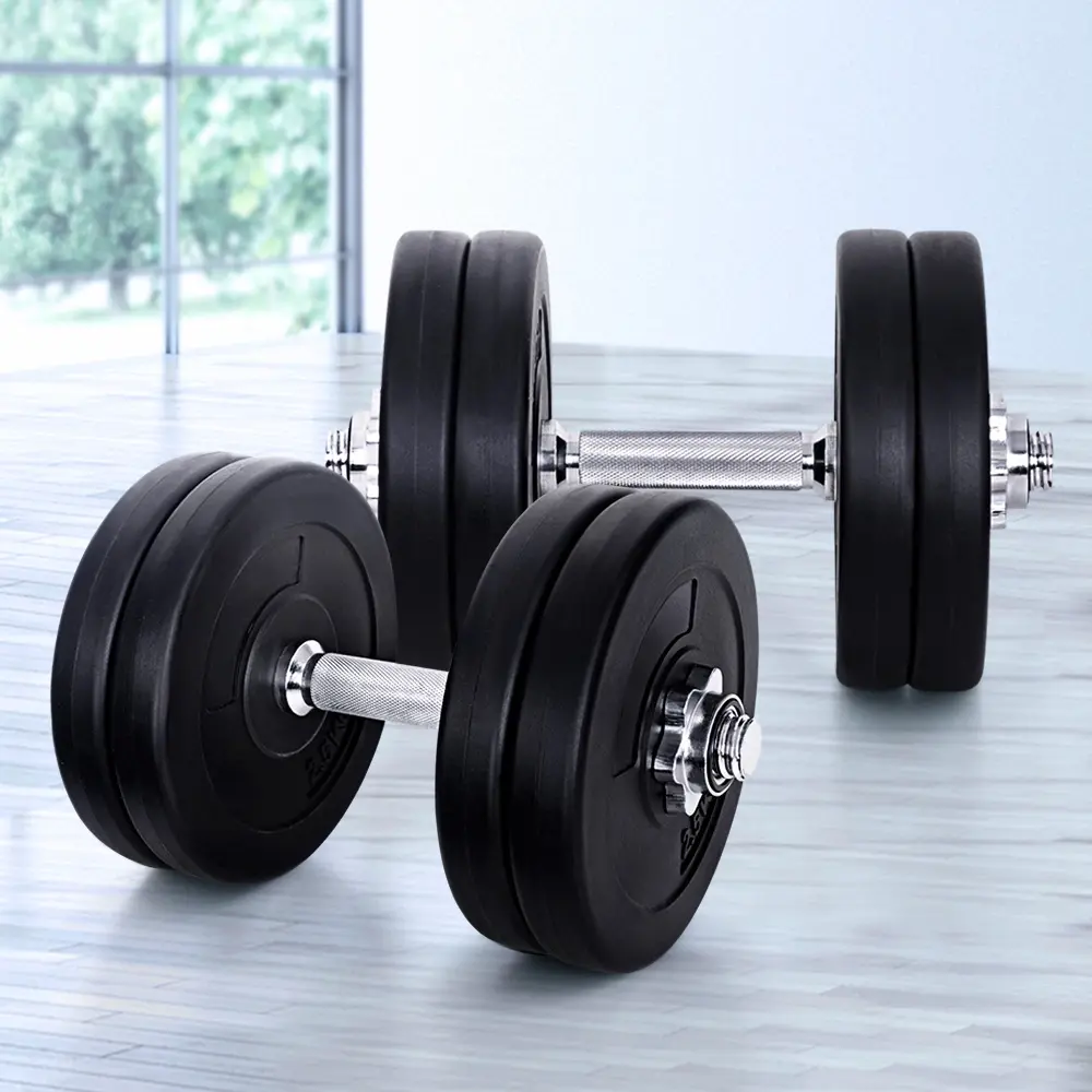 Everfit 25kg Dumbbell Set Weight Plates Dumbbells Lifting Bench - Sports & Outdoor