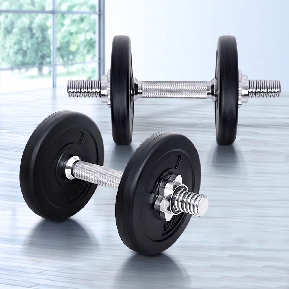 Everfit 10kg Dumbbell Set Weight Plates Dumbbells Lifting Bench - Sports & Outdoor