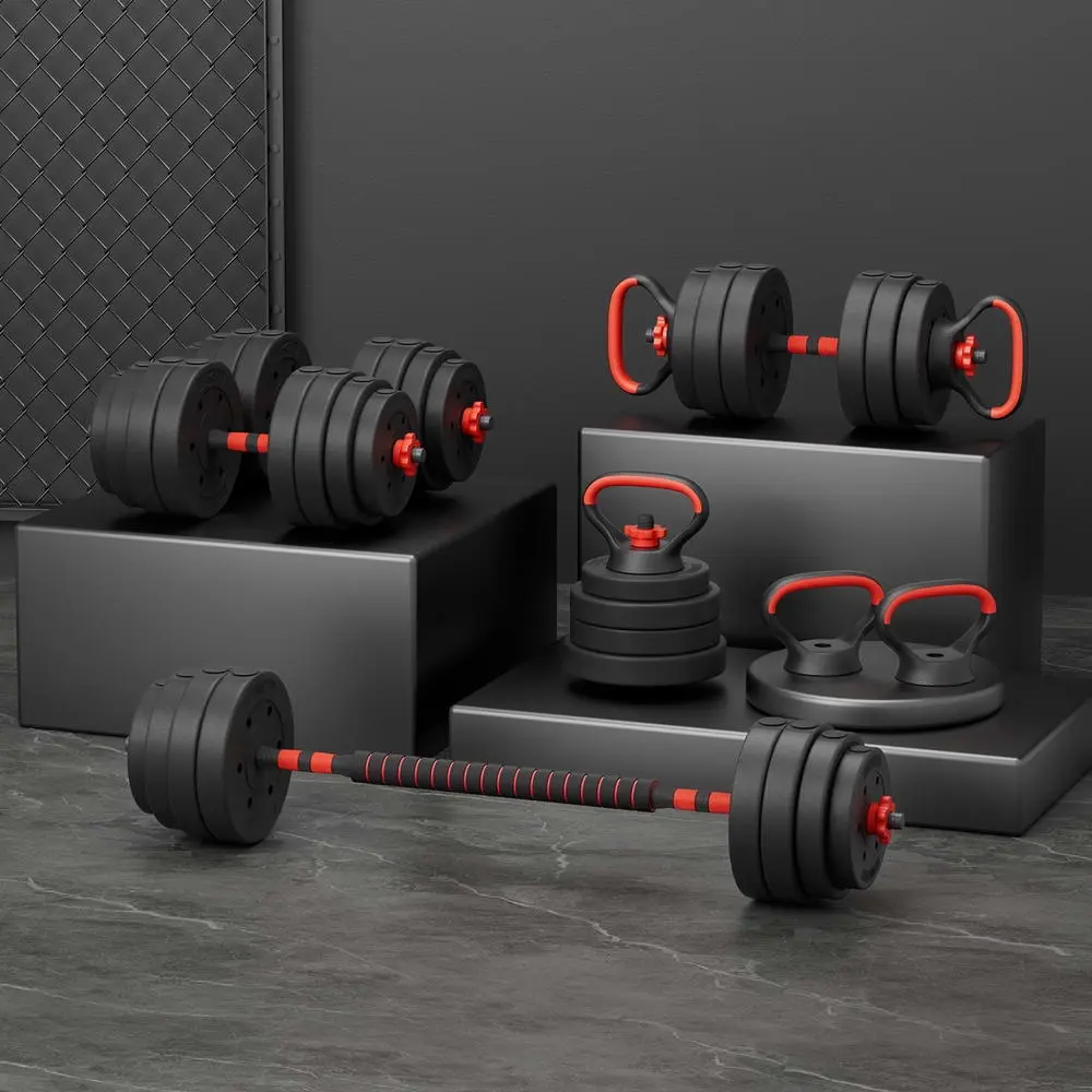 Everfit 40kg Adjustable Dumbbells Set Kettle Bell Weight Plates Barbells Gym - Sports & Outdoor