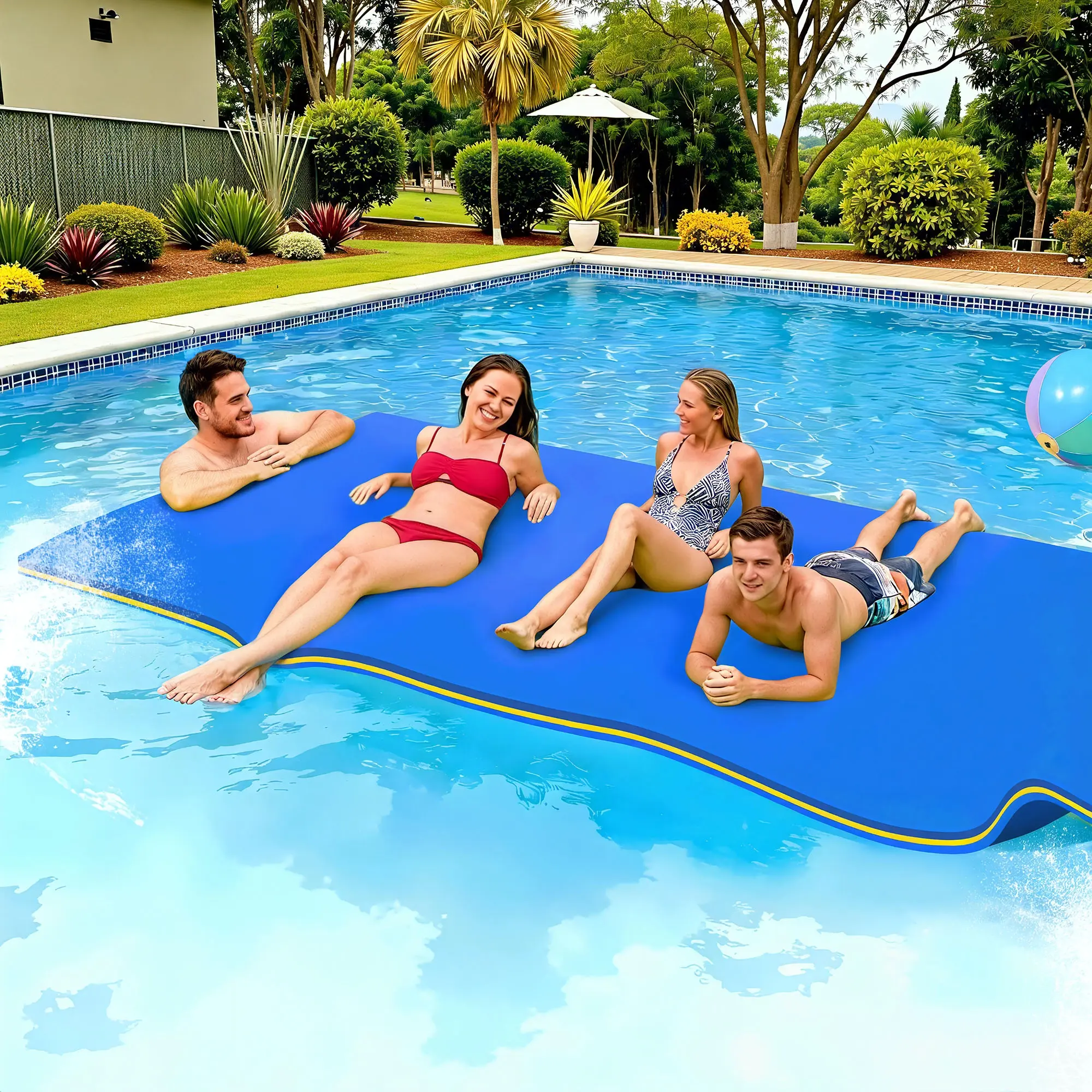Weisshorn Floating Water Mat 3.5x1.8m Foam Pad Swimming Pool Platform Blue - Toys & Games