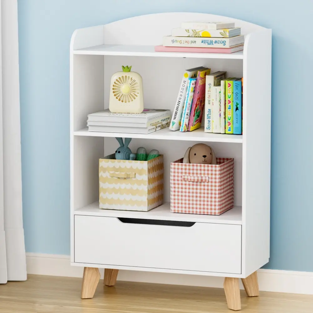Keezi Kids Bookshelf 3 Tiers Storage Children Bookcase Toys Organiser Drawer - Up to 70% Off Kids & Baby Furniture