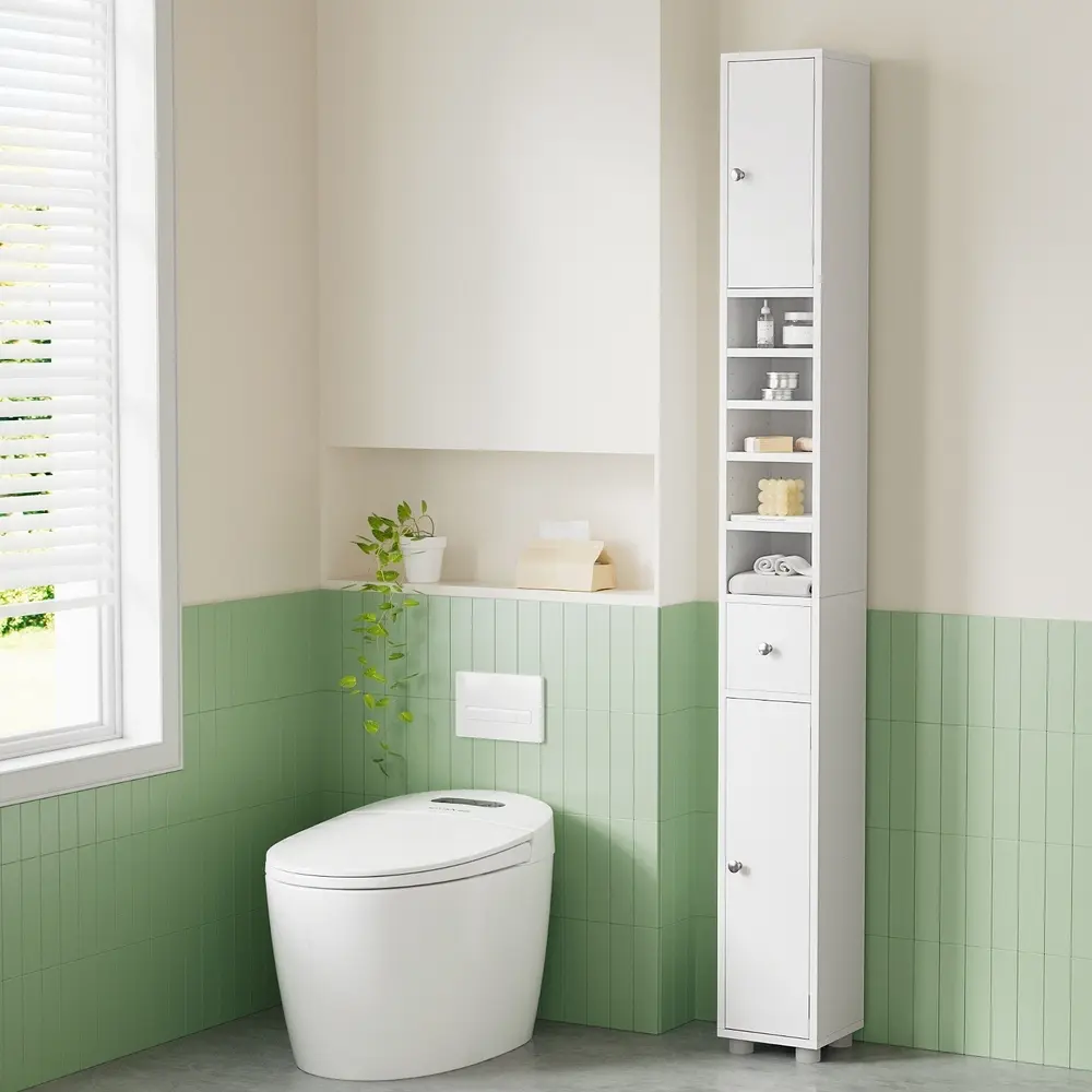 Artiss Bathroom Storage Cabinet 180cm Tall Slim Floor Cupboard Toilet Narrow Linen Tower - Home & Garden