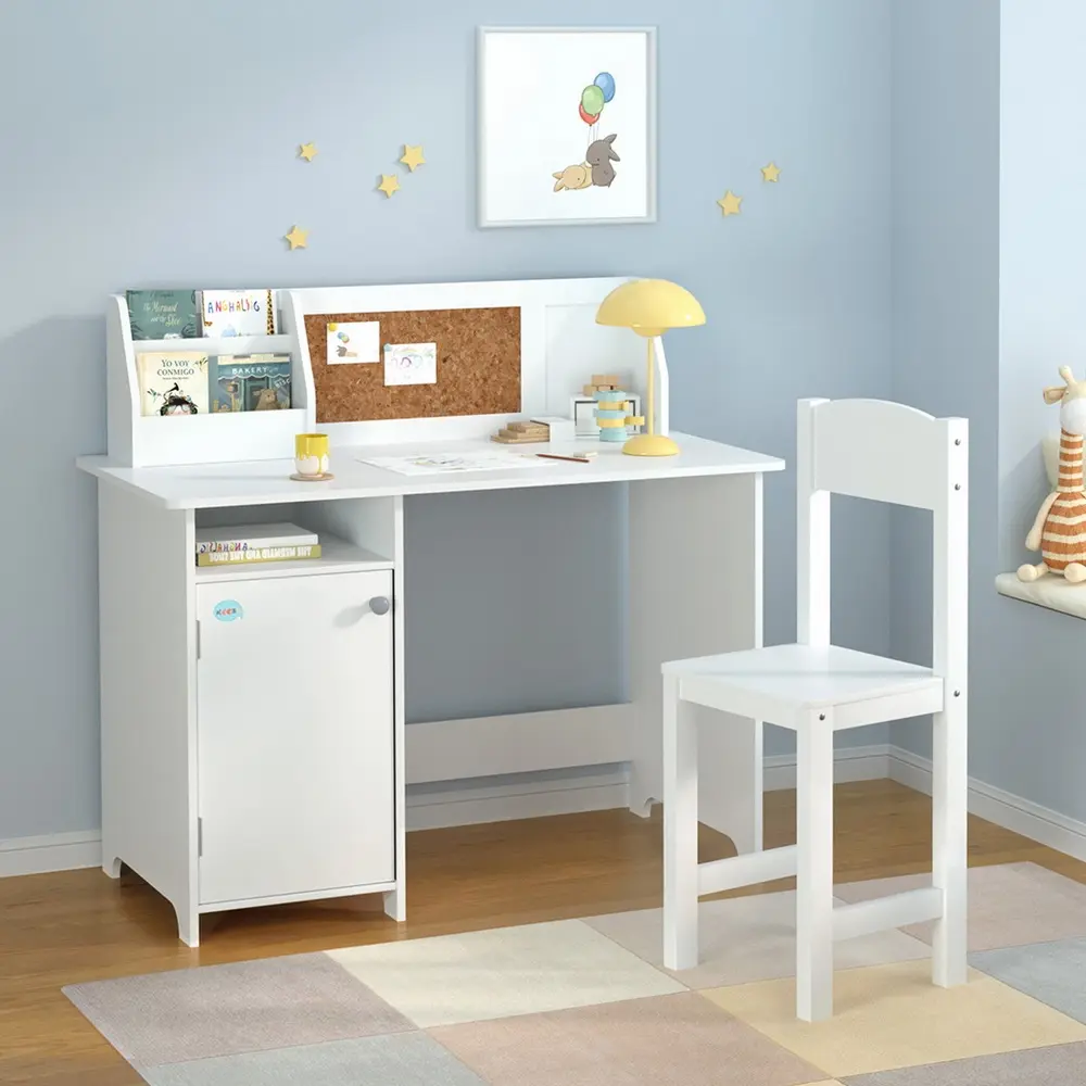 Keezi Kids Table and Chair Set Children Study Play Toys Desk w/ Cabinet Storage - Up to 70% Off Kids & Baby Furniture