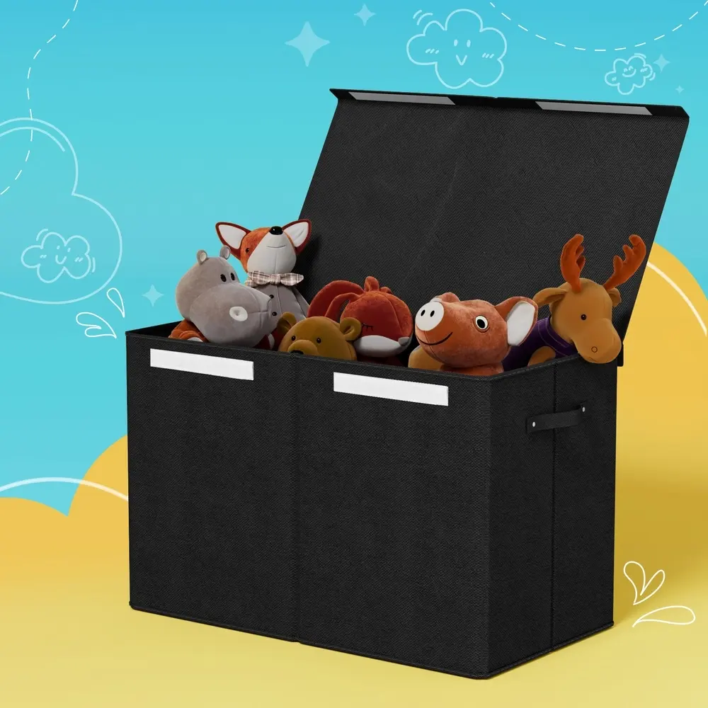 Keezi Large Toy Box Chest Storage with Flip-Top Lid Foldable Organizer Bins