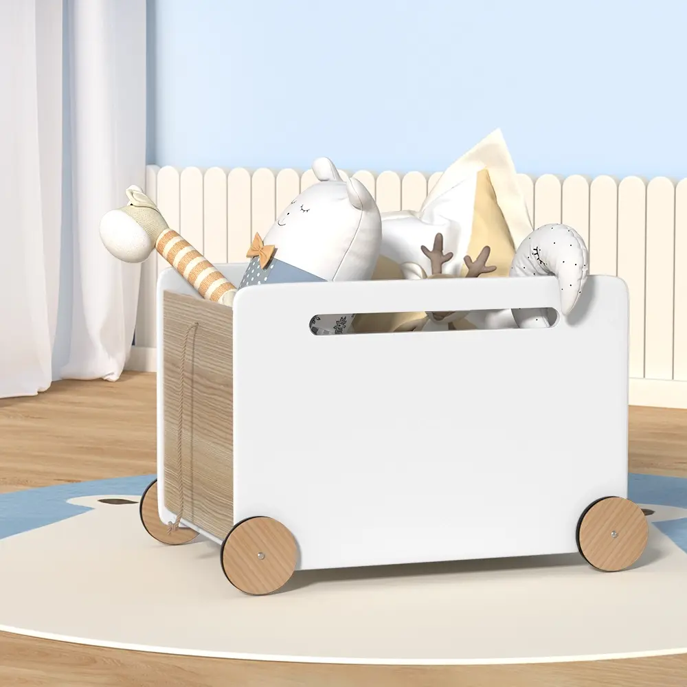 Keezi Kids Toy Box Chest Toys Storage Children Organiser Wheel - Furniture