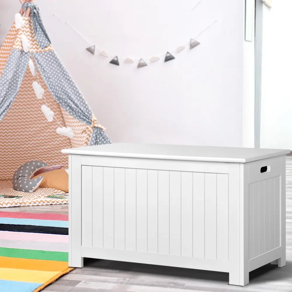 Keezi Kids Toy Box Chest Storage Blanket Children Clothes Room Organiser White - Best Sellers From $10