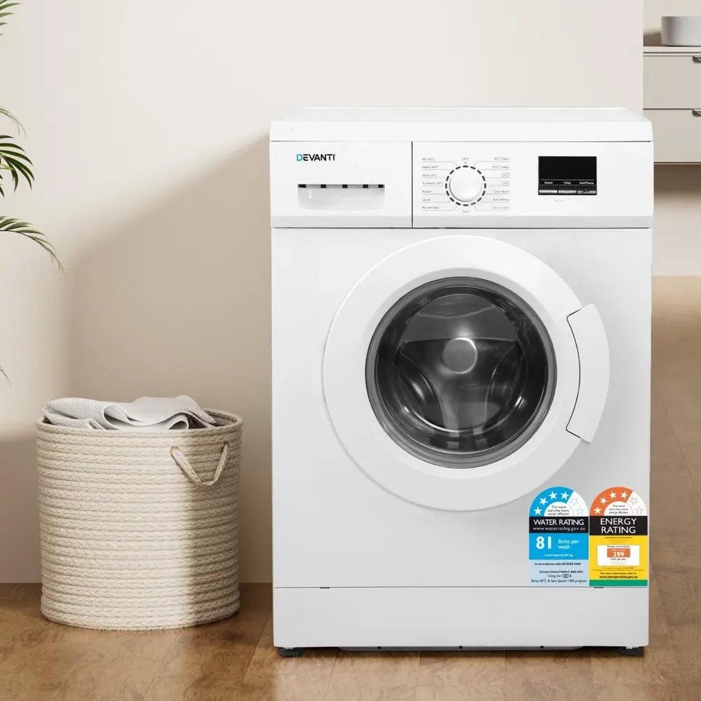 Devanti 8kg Front Load Washing Machine White - Home & Garden