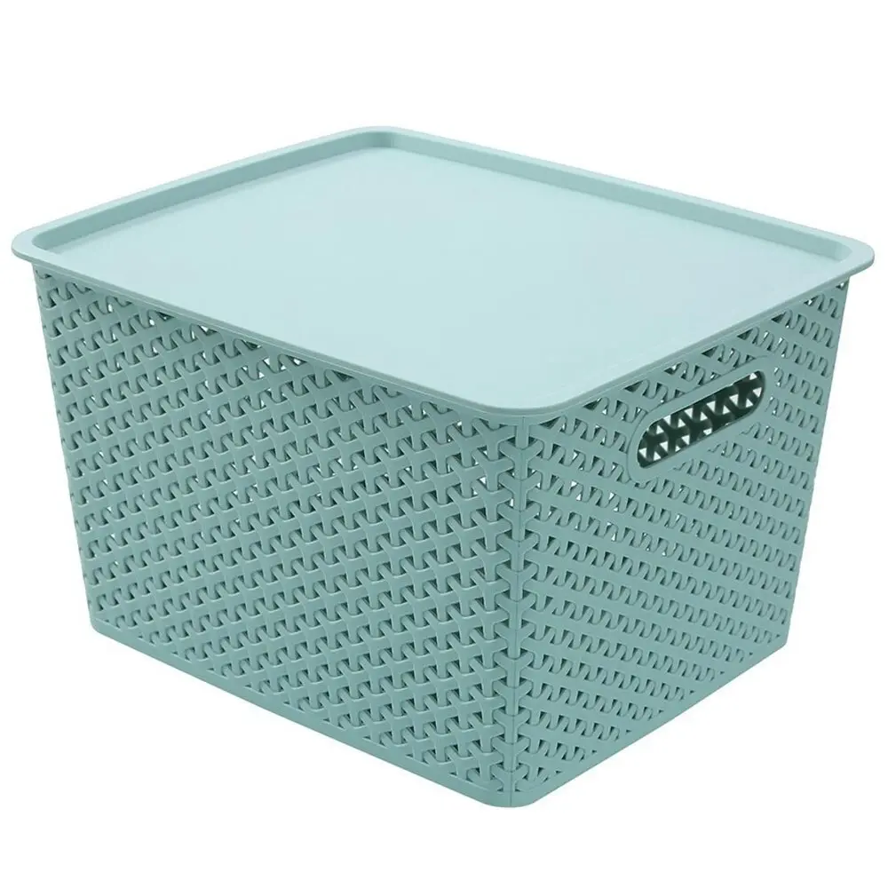 Boxsweden Wicker 36cmx22.5cm Woven Basket Home Organiser Storage w/ Lid L Asstd - Home & Garden
