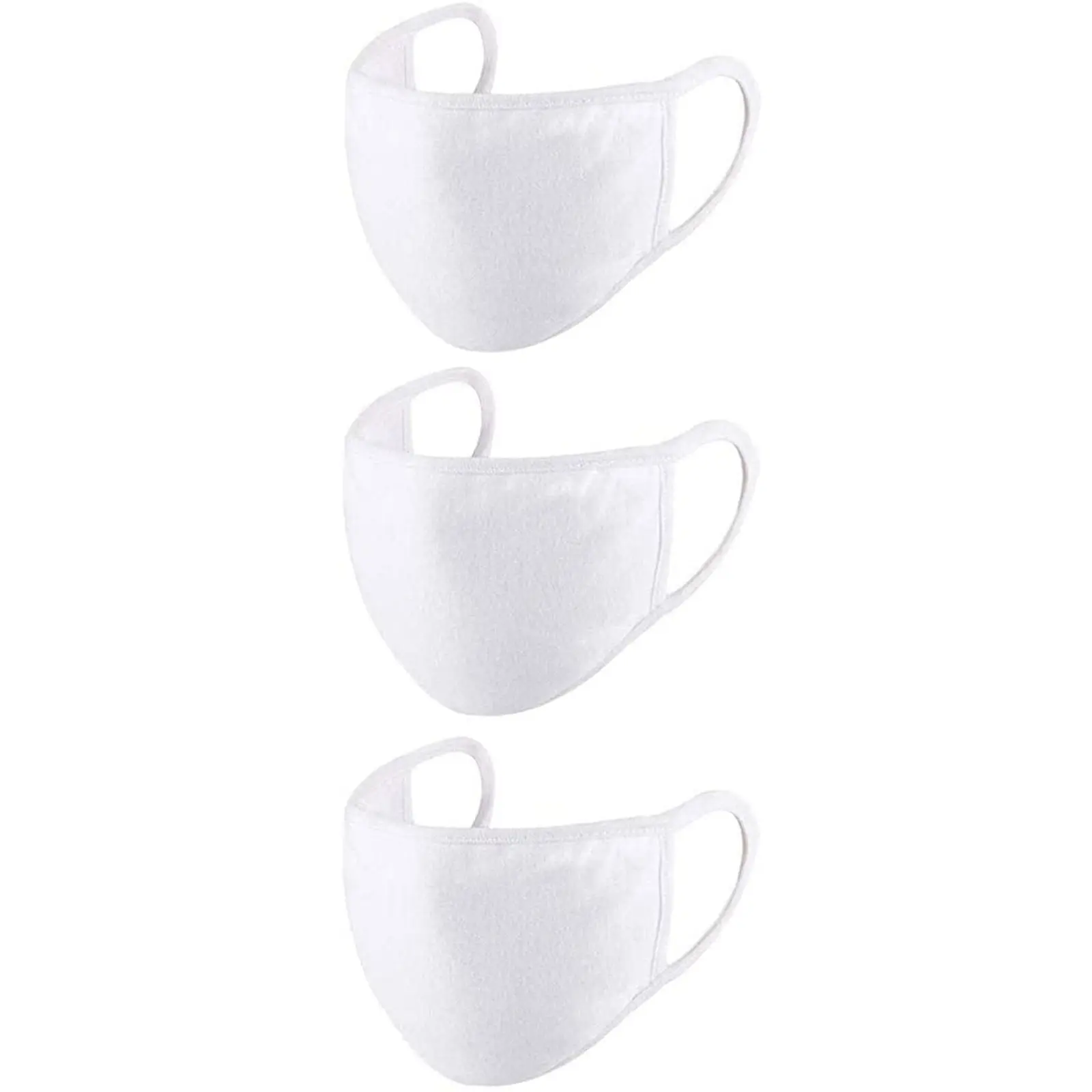3pcs Washable Protective Reusable Cotton Anti Dust White Mouth Half Face Mask - Fashion