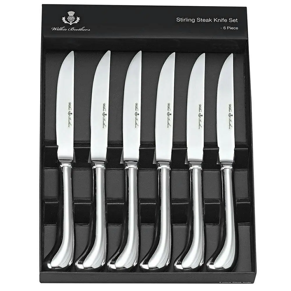 Wilkie Brothers Stirling 6pc Steak Knife Set Stainless Steel Knives | 6 Piece - Home & Garden