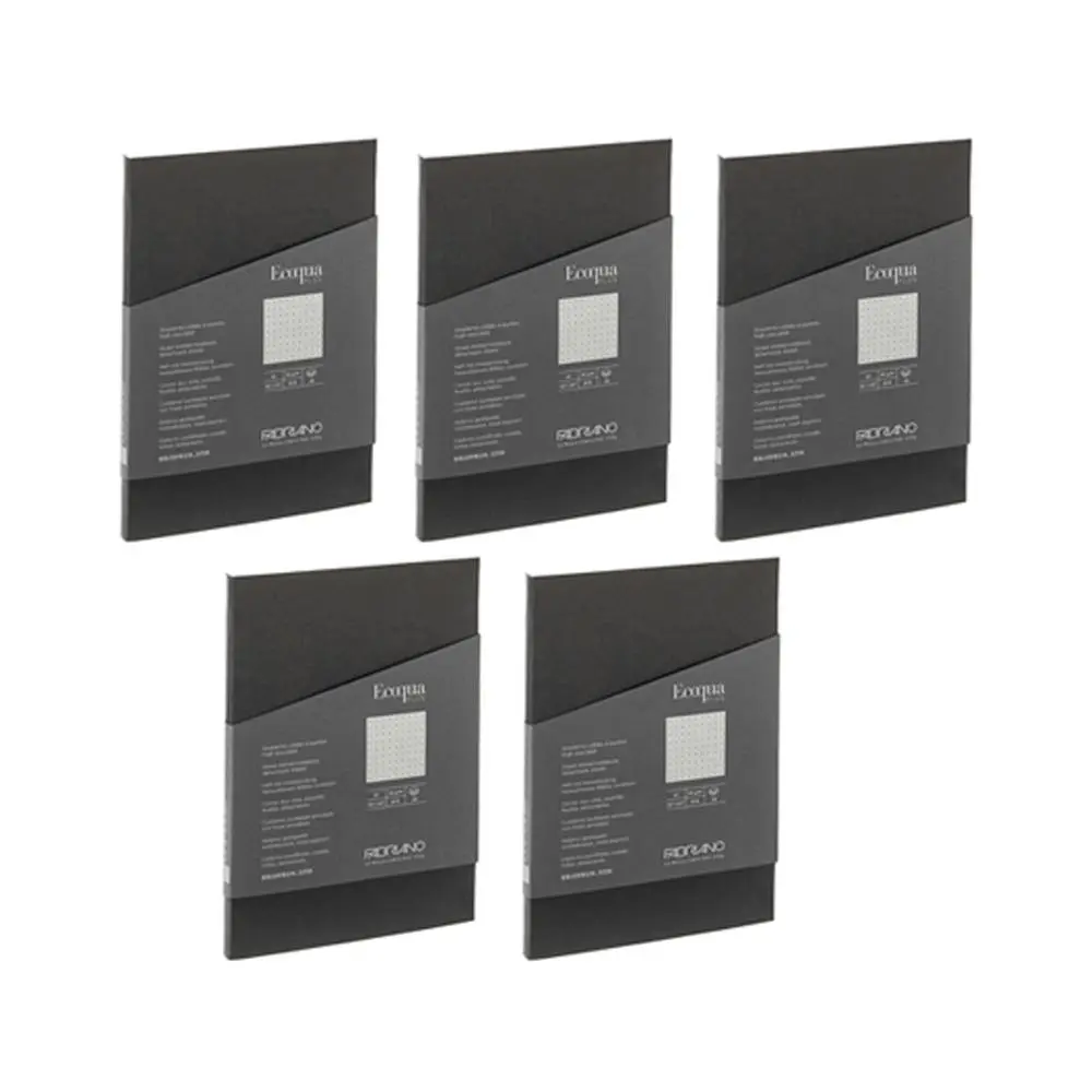 5x Fabriano Ecoqua Plus Nero Lines Glued A5 Notebook Home School Stationary - Office