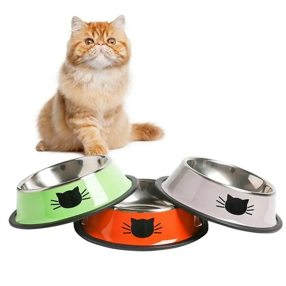 3 Pack Stainless Steel Dog Cat Bowls Feeding Feeder Water Bowl For Pet Dog Cats - Pets