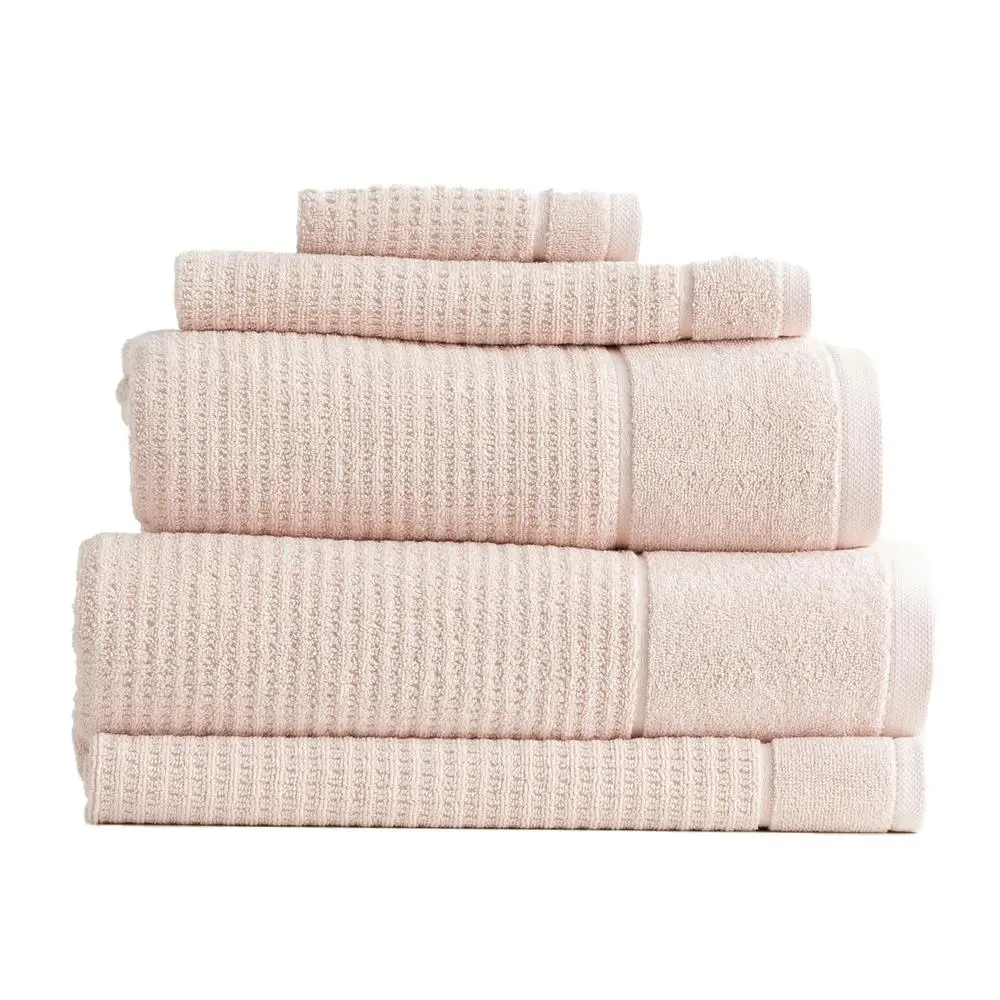 5pc Renee Taylor Cambridge 650GSM Textured Bath/Hand/Face Towel Mat Set Primrose - Home & Garden
