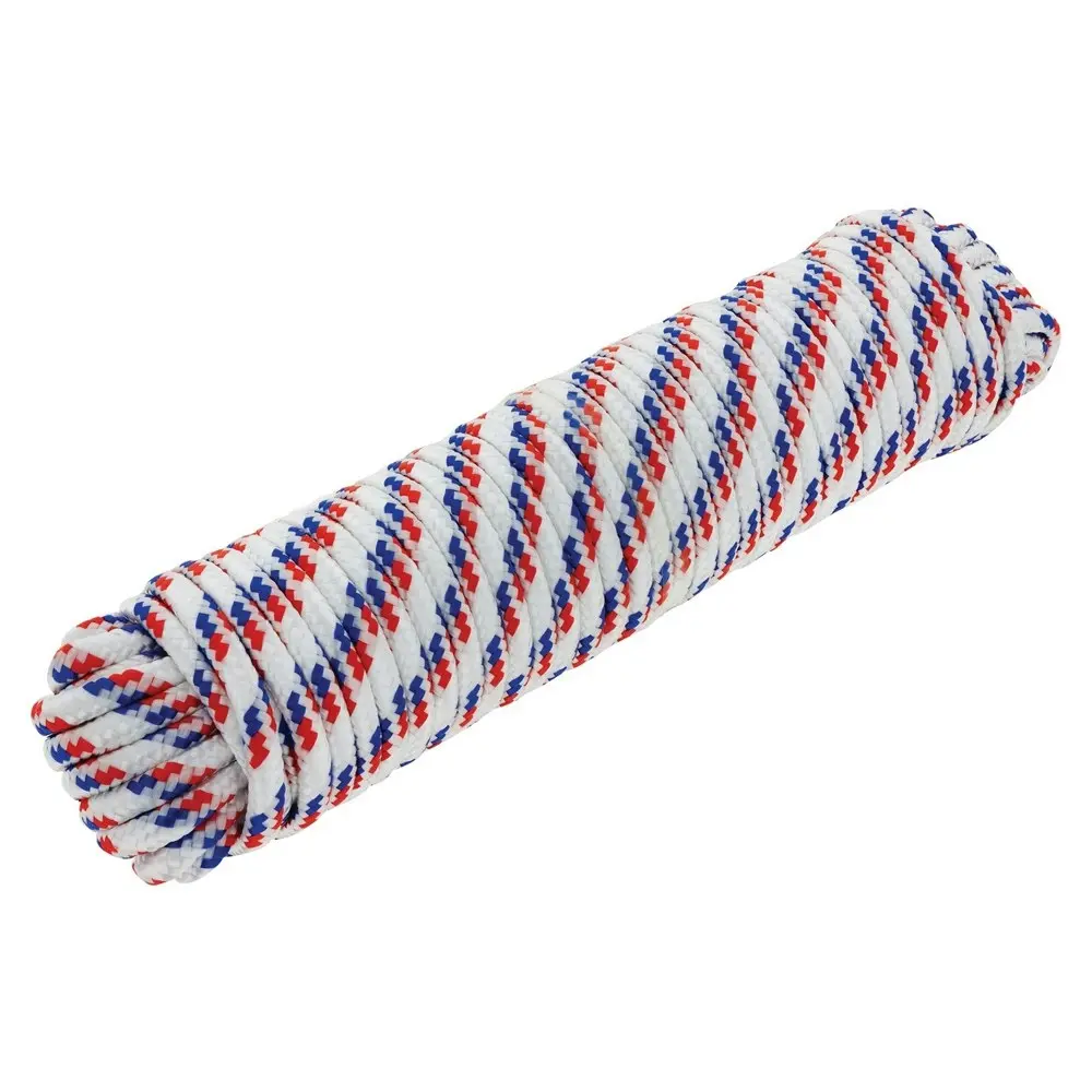 Hulk 4X4 Durable 30m Diamond Braid Poly 60kg Rope For Roof Rack White/Red/Blue - Sports & Outdoor