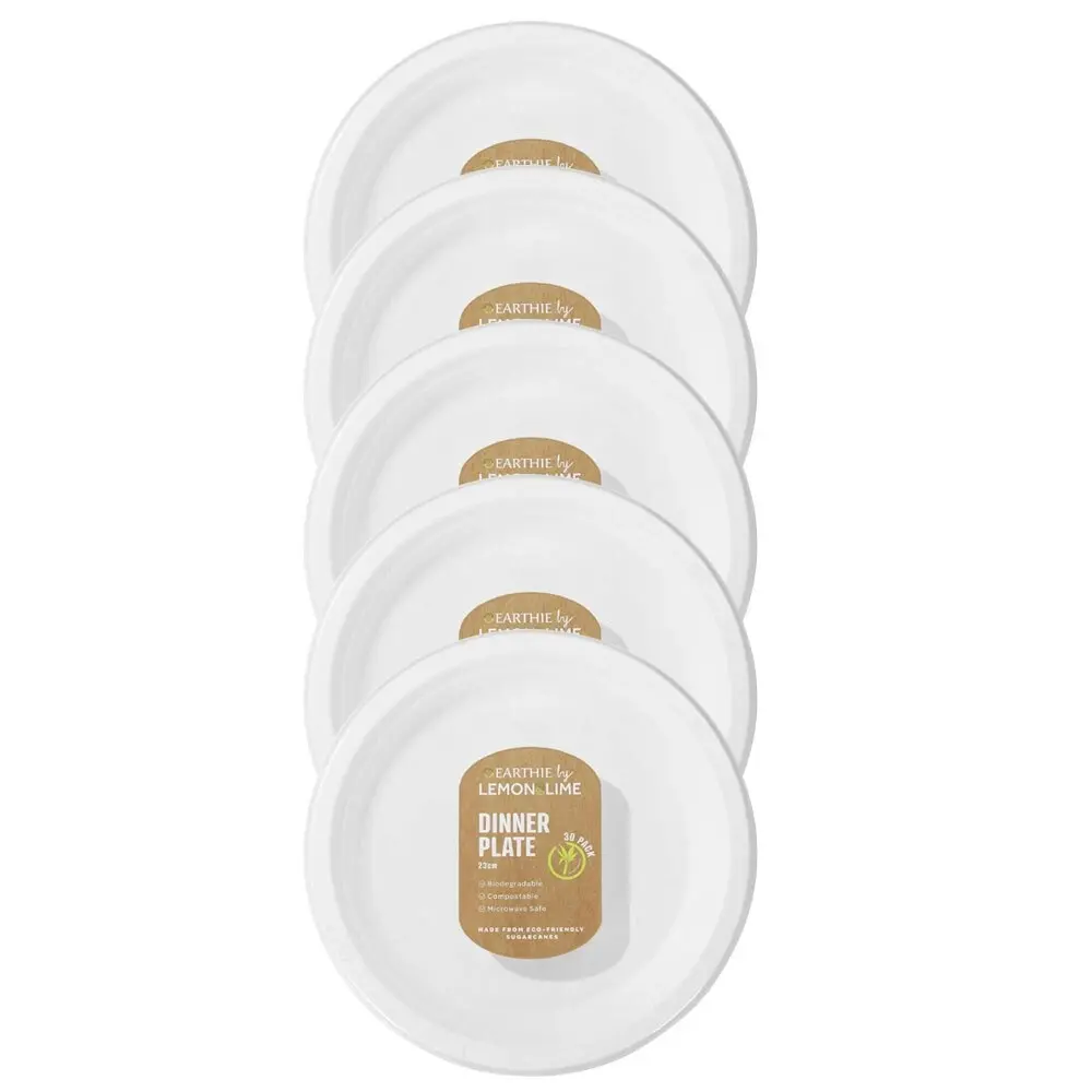 150pc Lemon & Lime Eco/Biodegradable/Compostable Disposable 23cm Dinner Plate WH - Hobbies