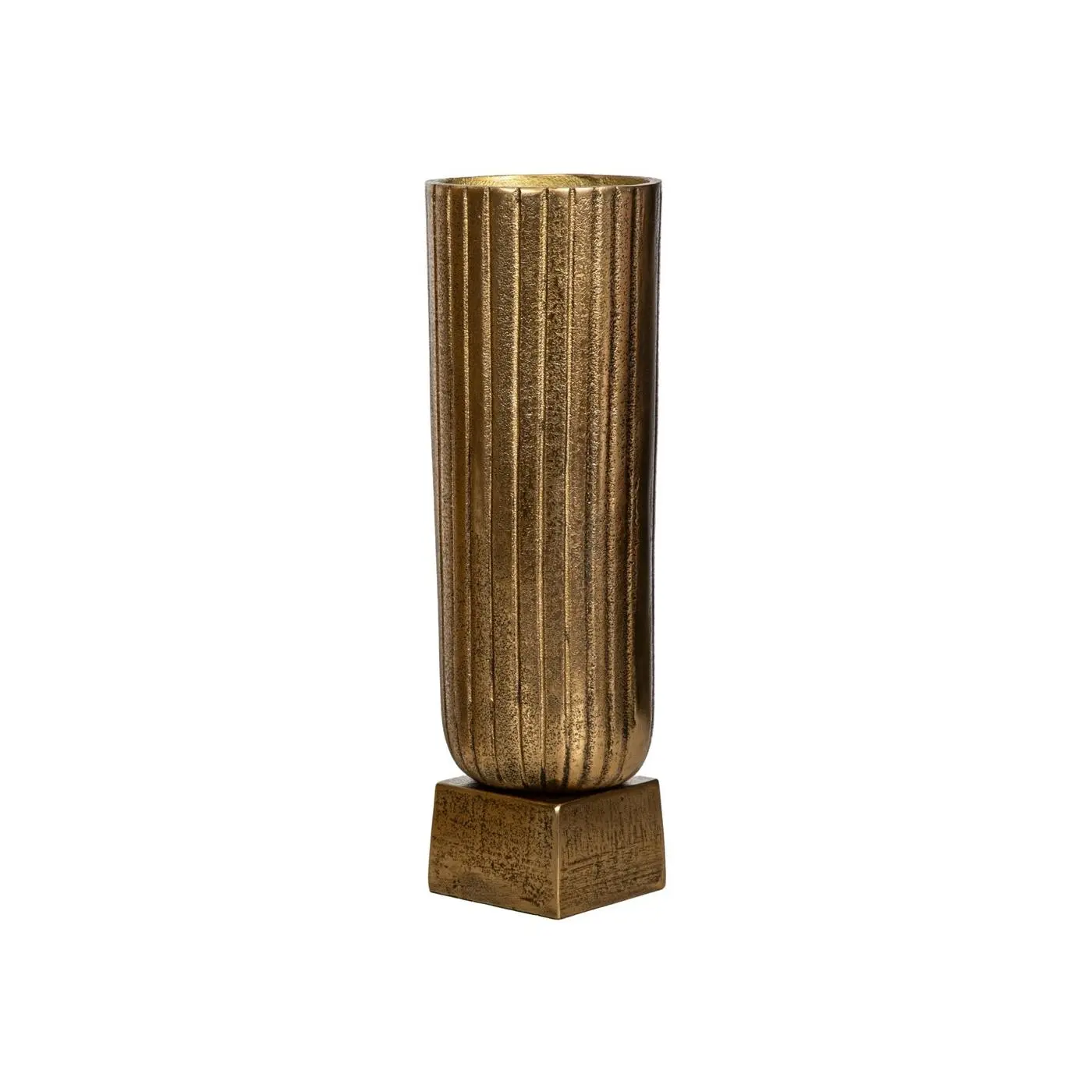 SSH Collection Fluted 38cm Tall Vase - Antique Brass