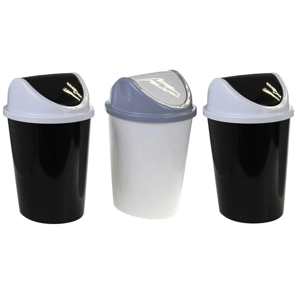 3x Boxsweden Trash Bin 11L w/ Swing Lid Garbage Container Waste Basket Assort. - Home & Garden