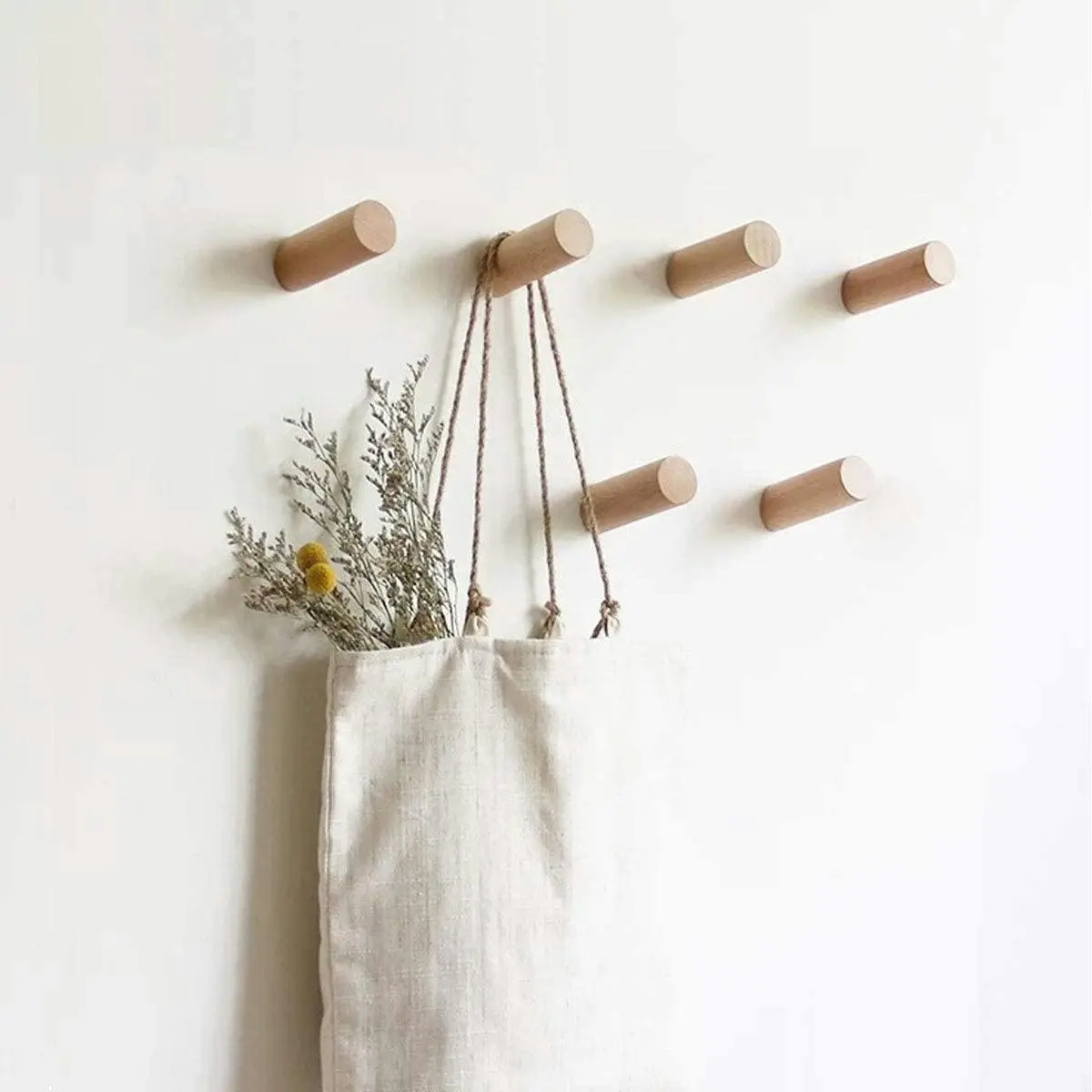 6 Pack Decorative Wood Wall Hooks (Beech) - Furniture