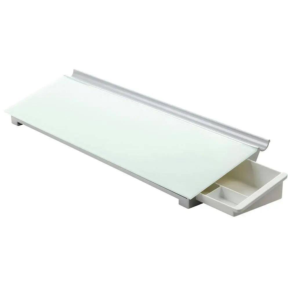 Quartet 150x460mm Glass Board Desk/Desktop Writing Pad w/ Storage Drawer White - Office