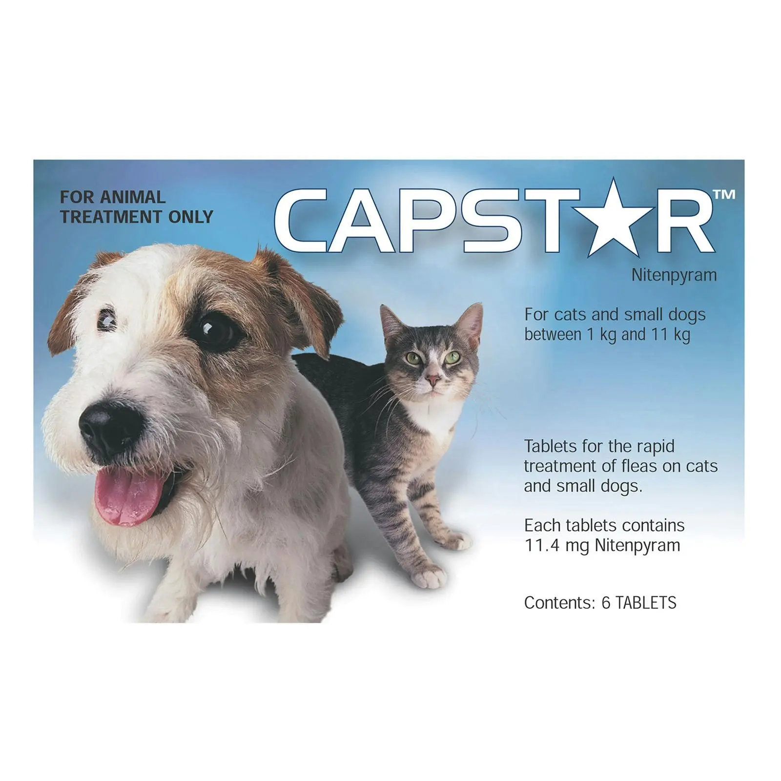Capstar for Cats and Small Dogs 0.5 to 11 Kg Blue Pack 6 tablets - Pets