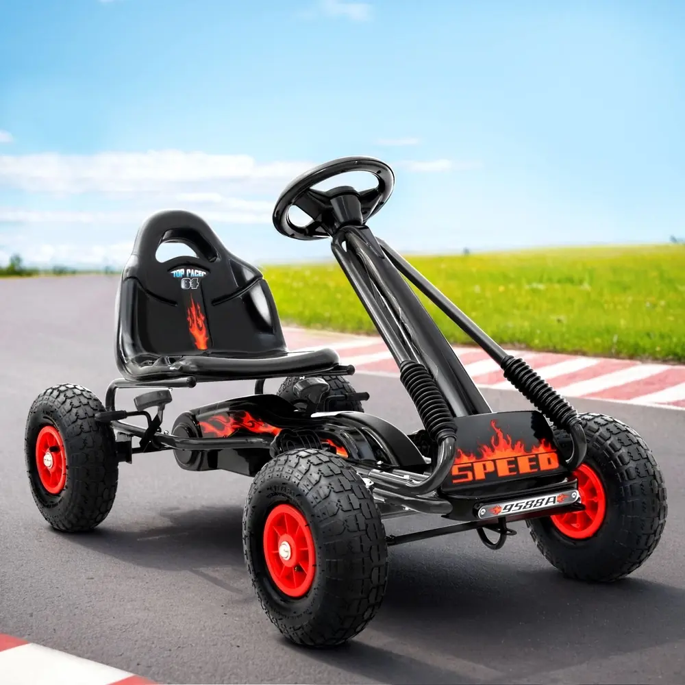 Rigo Kids Pedal Go Kart Ride On Toys Racing Car Rubber Tyre Black - Toys & Games