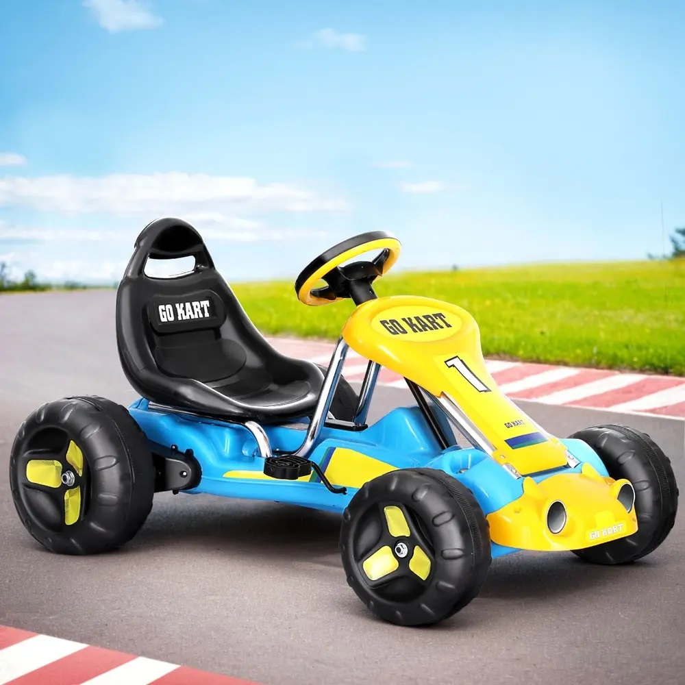 Rigo Kids Pedal Go Kart Ride On Toys Racing Car Plastic Tyre Blue - Toys & Games