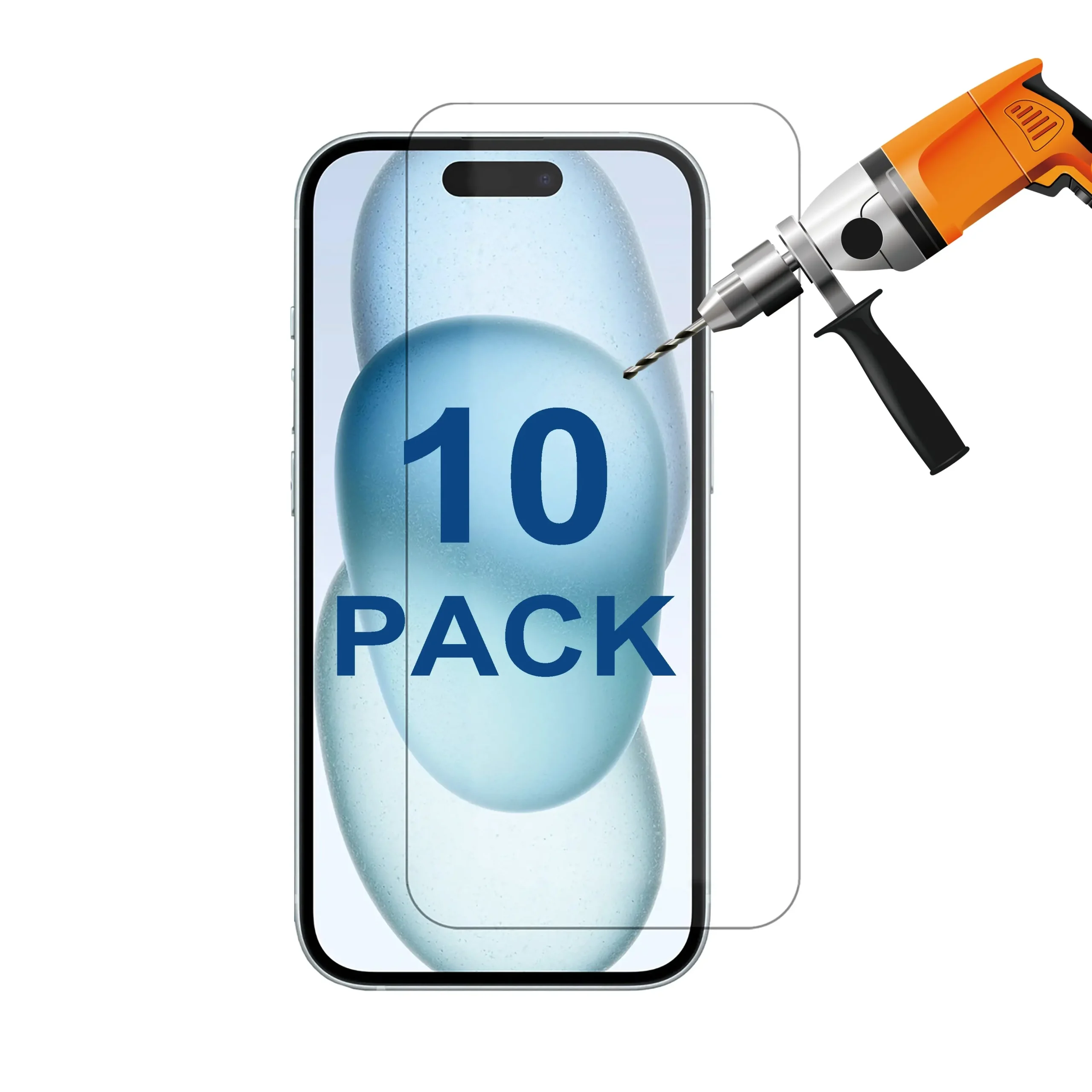 10 Pack 9H Tempered Glass Screen Protector Guard for Apple iPhone 15 Front Bulk - Electronics