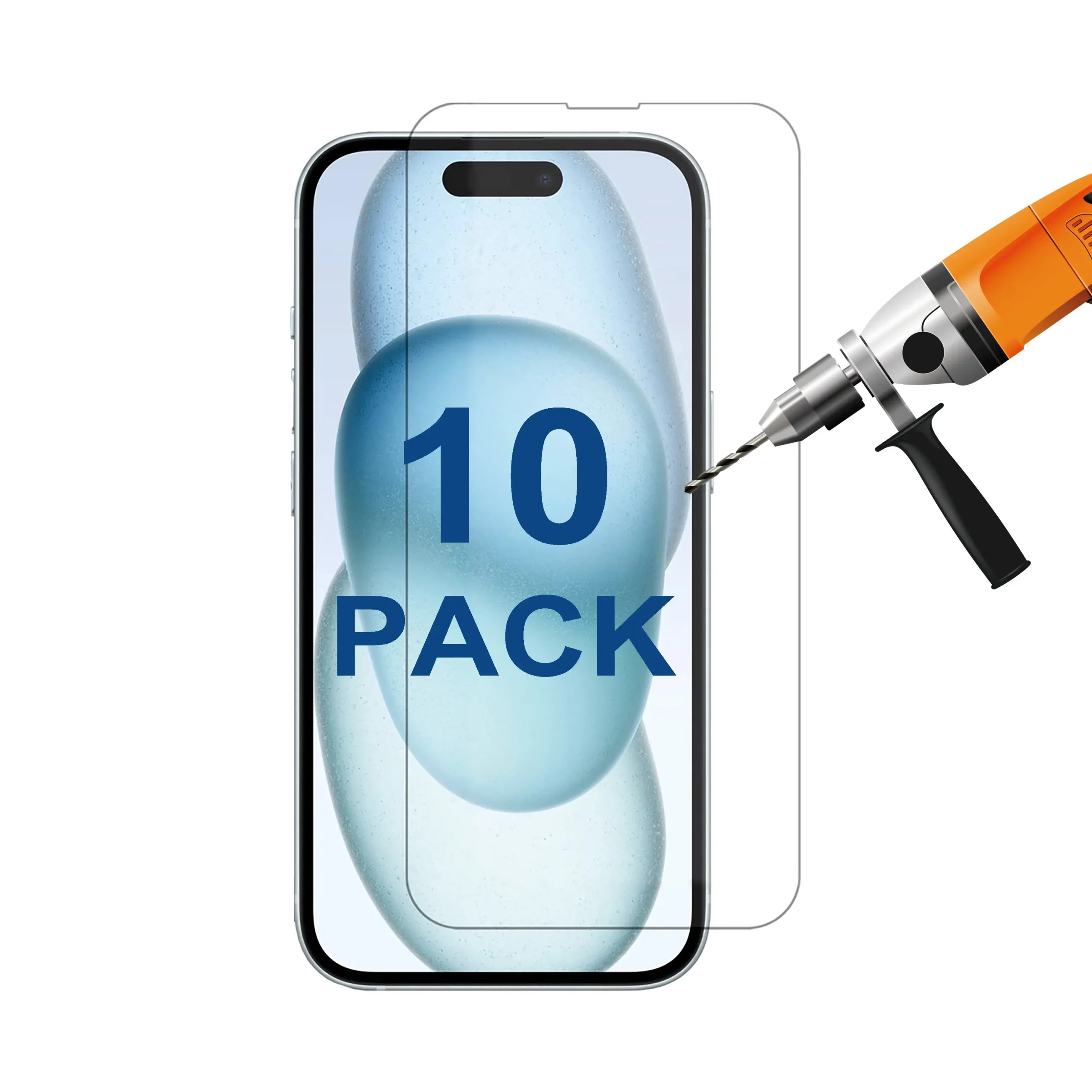 10 Pack Tempered Glass Screen Protector Guard for Apple iPhone 15 PLUS Bulk - Electronics