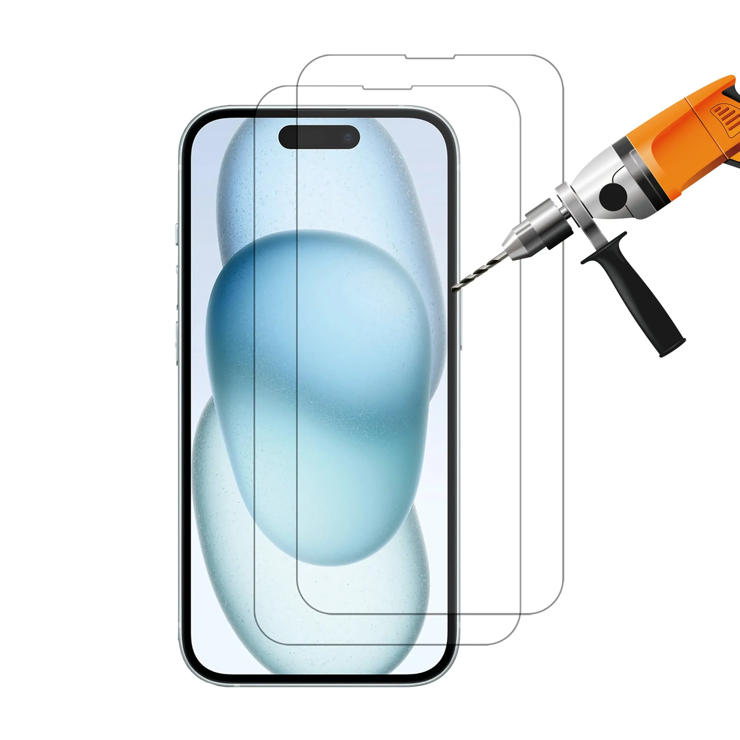 2pcs 9H Tempered Glass Screen Protector Guard for Apple iPhone 15 PLUS Front - Electronics