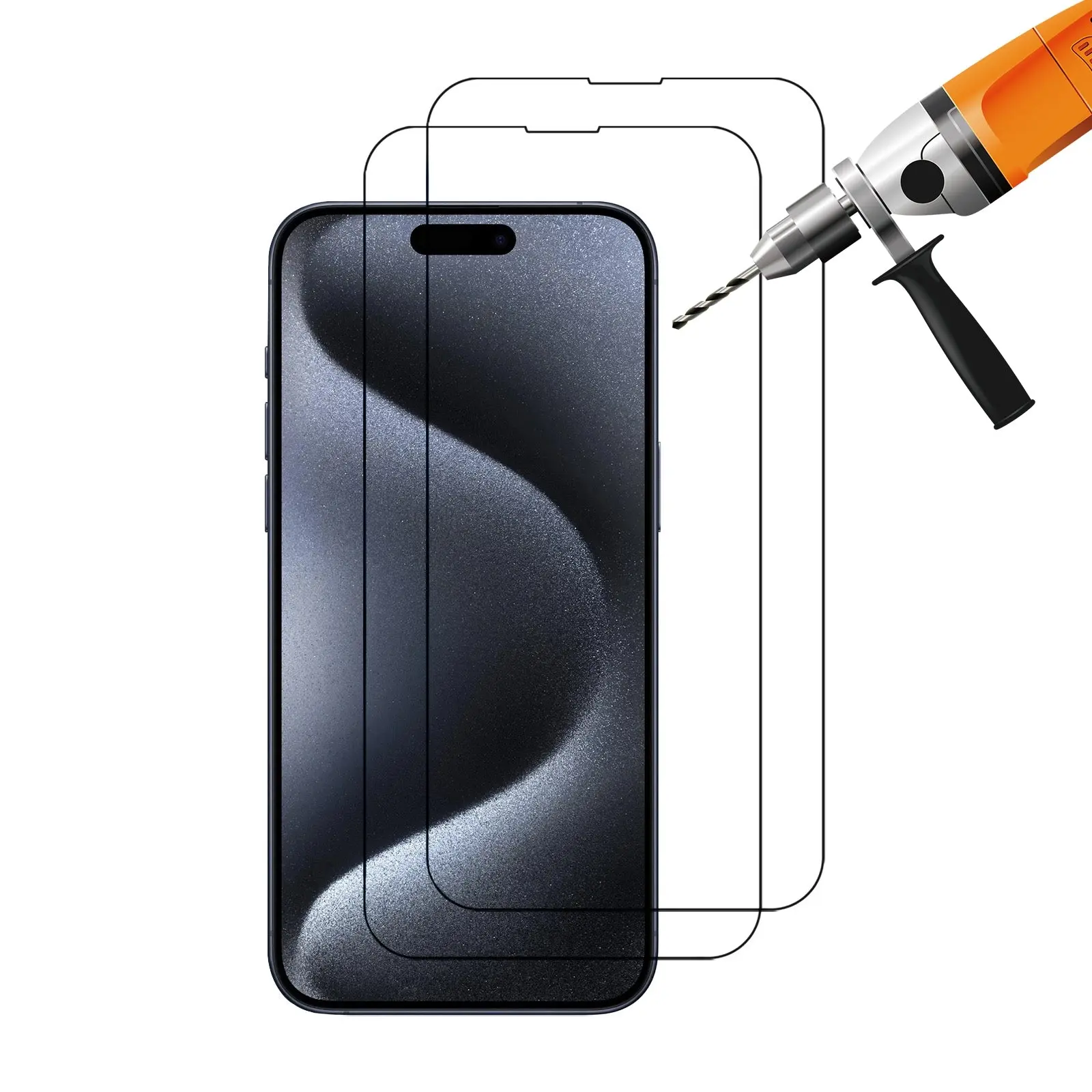 2pcs 9H Tempered Glass Screen Protector Guard for Apple iPhone 15 PRO MAX Front - Electronics