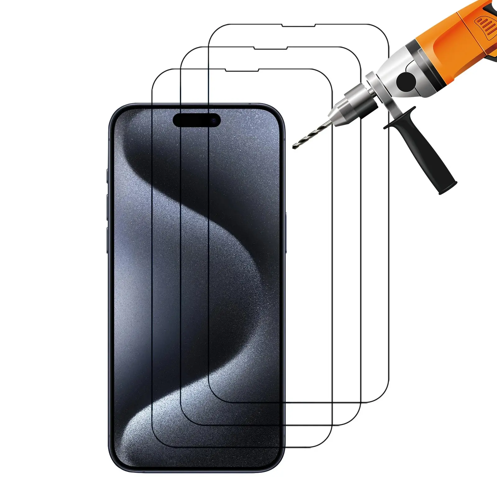 3pcs 9H Tempered Glass Screen Protector Guard for Apple iPhone 15 PRO Front - Electronics