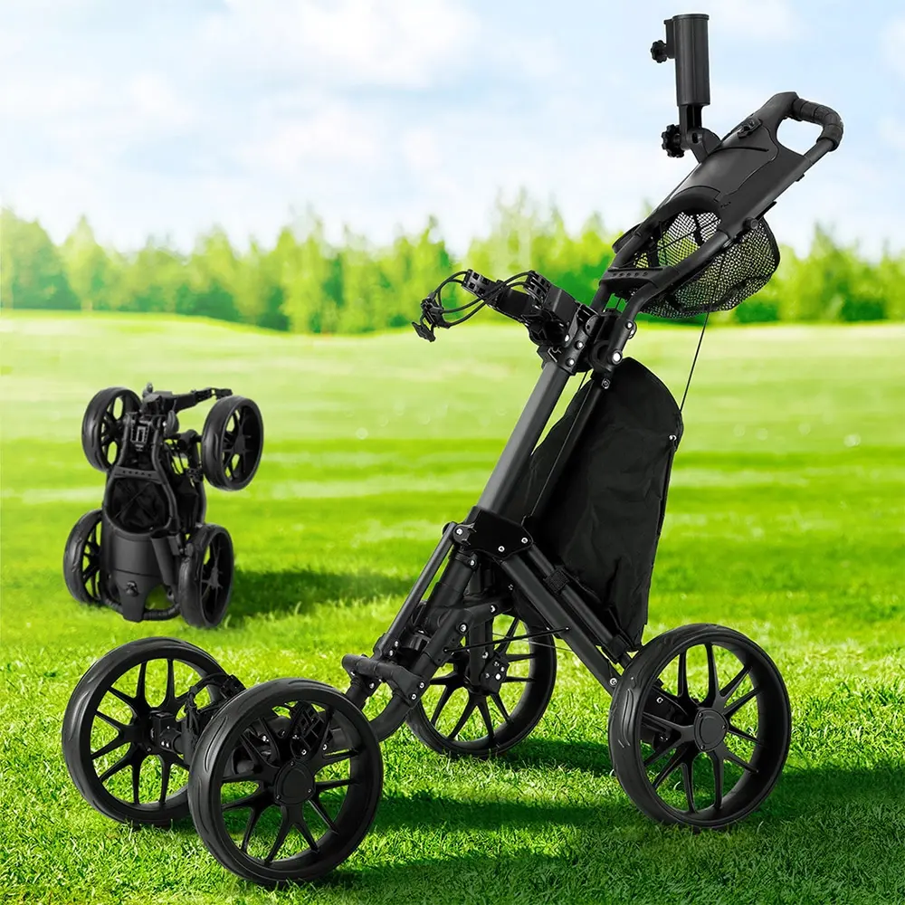 Everfit Golf Buggy Foldable Trolley Golf Cart Wheels Umbrella Bottle Holder - Sports & Outdoor