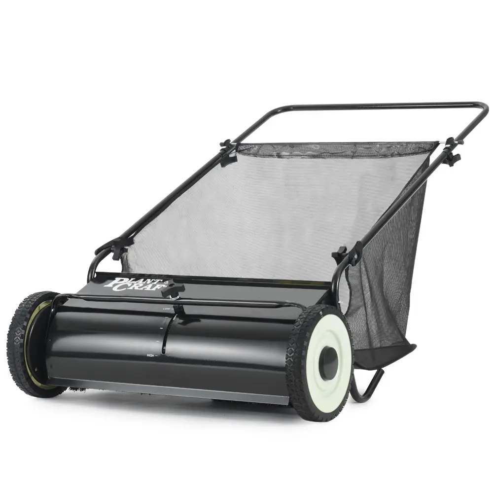 PlantCraft Push Lawn Sweeper, 26" Wide Leaf and Grass Clipping Collector - Home & Garden