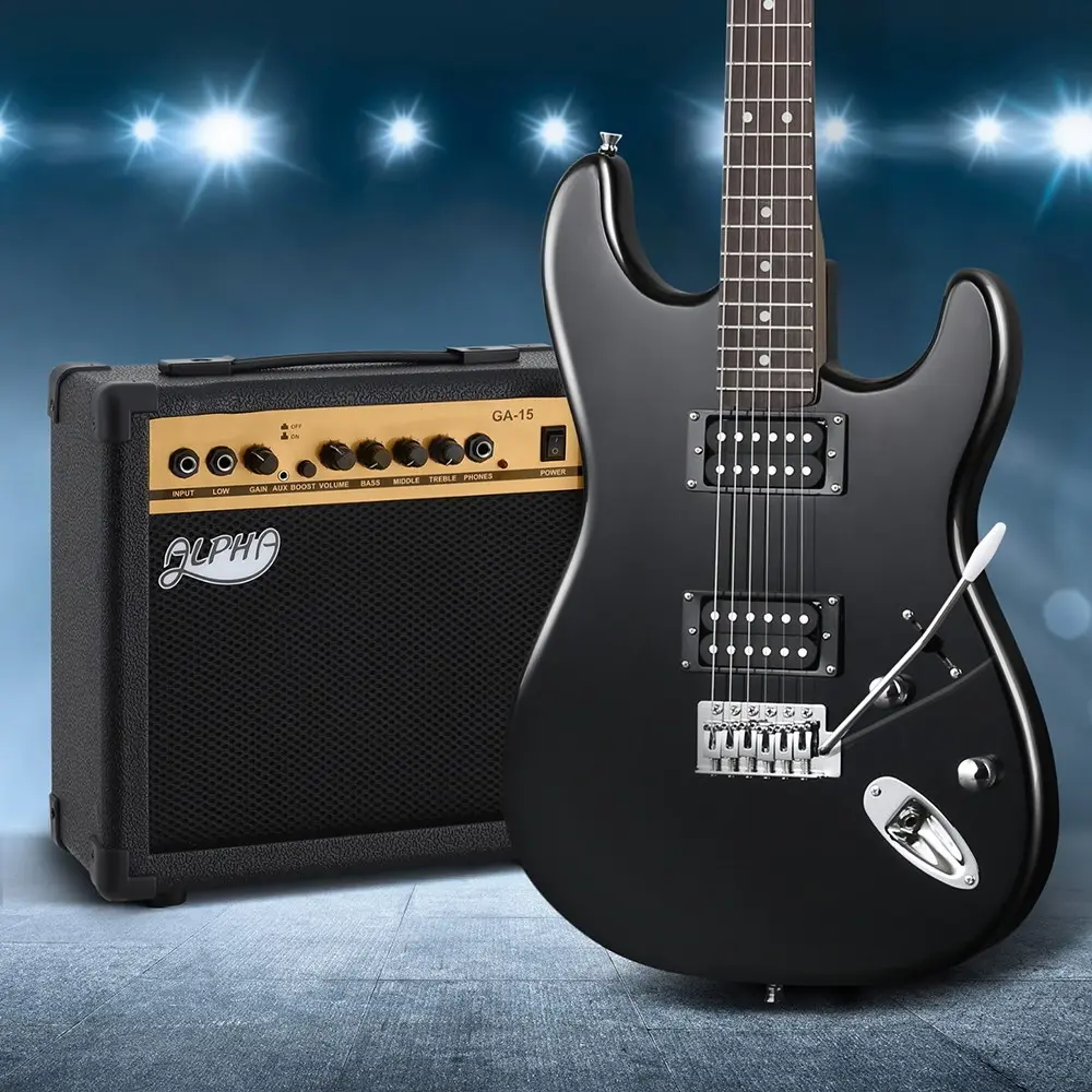 Alpha Electric Guitar Music String Instrument 20W Amplifier Black - Hobbies