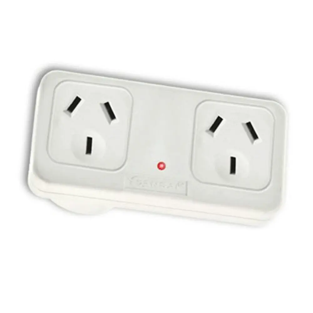 Sansai Horizontal Right Side Powerpoint Double Surge Protector Adaptor/Outlet/AU - Electronics